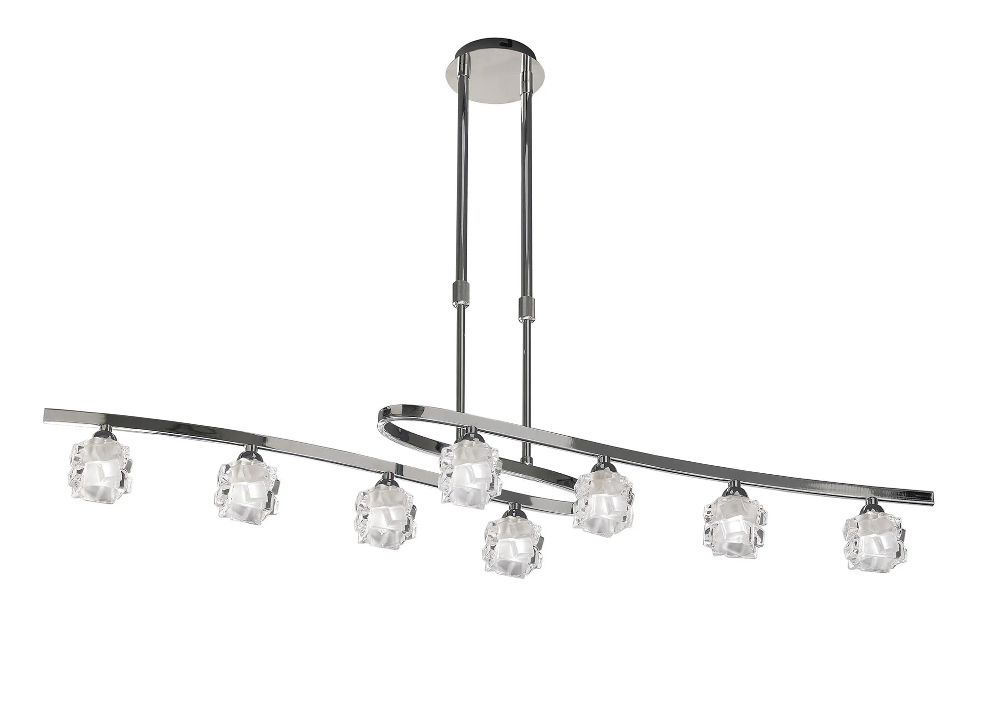 M1840  Ice Rectangular Telescopic Pendant 8 Light